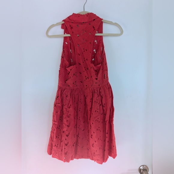 Topshop Red Eyelet Fit & Flare Dress – US 2 ❤️ - Picture 3 of 5